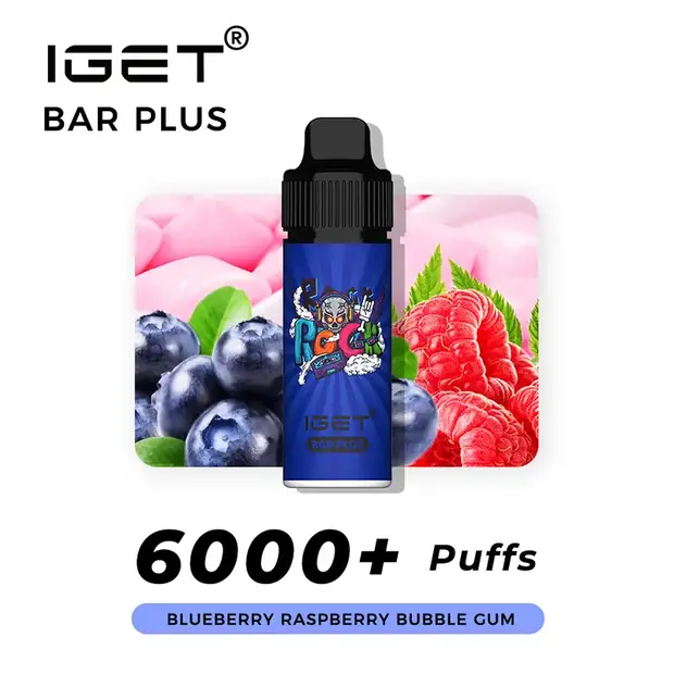 Blueberry Raspberry Bubble Gum – IGET Bar Plus 6000 Puffs disposable vape — genuine IGET stock, buy online in Australia
