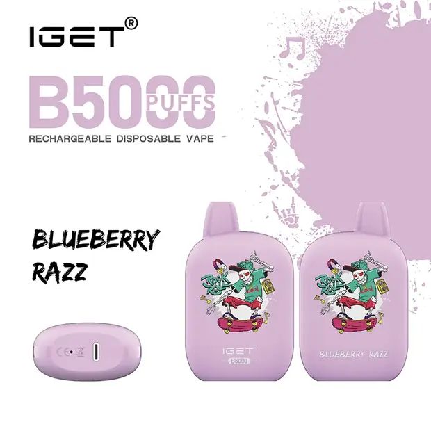 Blueberry Razz – IGET B5000 disposable vape — genuine IGET stock, buy online in Australia