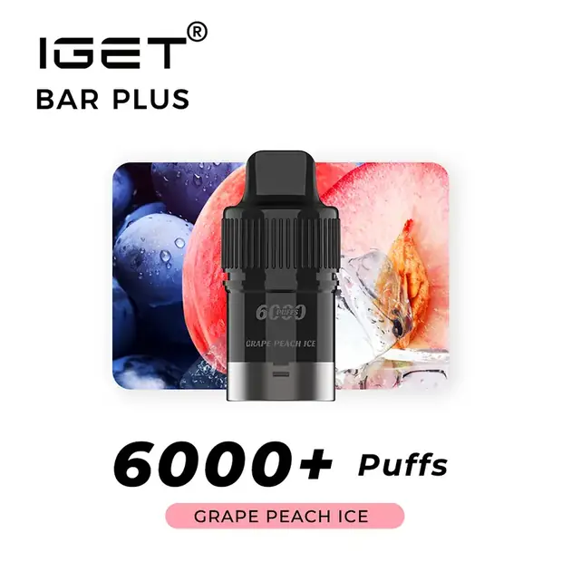 Grape Peach lce – IGET Bar Plus Pod 6000 Puffs pod pack — genuine IGET stock, buy online in Australia