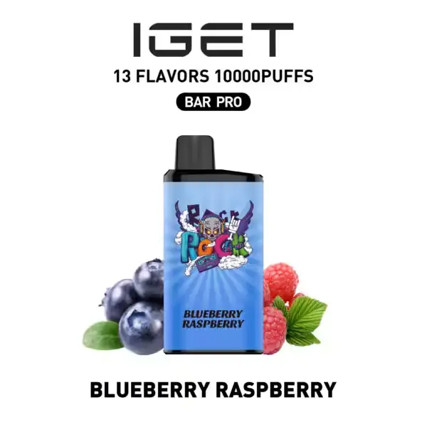 Blueberry Raspberry IGET Bar Pro 10000 disposable vape — genuine IGET stock, buy online in Australia