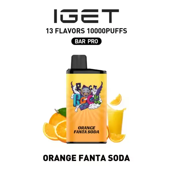 Orange Fanta Soda IGET Bar Pro 10000 disposable vape — genuine IGET stock, buy online in Australia