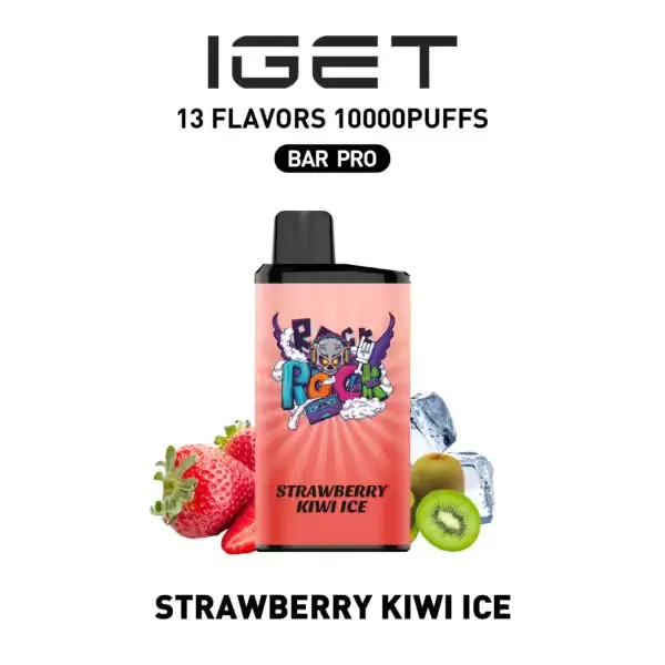 Strawberry Kiwi Ice IGET Bar Pro 10000 disposable vape — genuine IGET stock, buy online in Australia