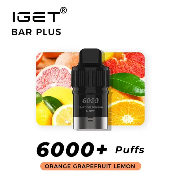 Orange Grapefruit Lemon – IGET Bar Plus Pod 6000 Puffs pod pack — genuine IGET stock, buy online in Australia