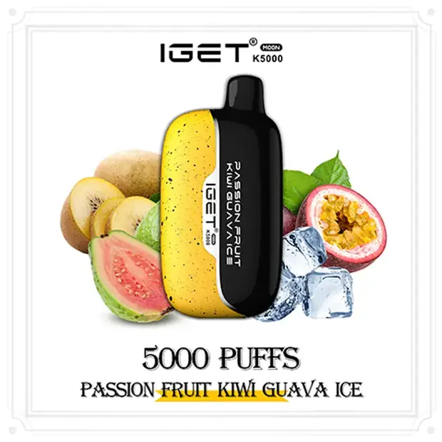 Passion Fruit Kiwi Guava Ice – IGET Moon 5000 Puffs disposable vape — genuine IGET stock, buy online in Australia