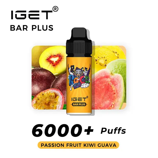 Passion Fruit Kiwi Guava – IGET Bar Plus 6000 Puffs disposable vape — genuine IGET stock, buy online in Australia