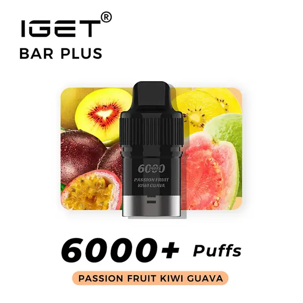 Passion Fruit Kiwi Guava – IGET Bar Plus Pod 6000 Puffs pod pack — genuine IGET stock, buy online in Australia