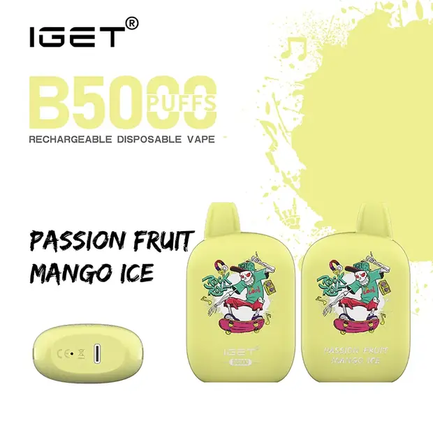 Passion Fruit Mango Ice – IGET B5000 disposable vape — genuine IGET stock, buy online in Australia
