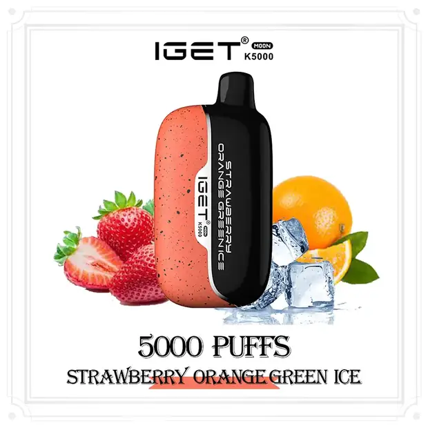 Strawberry Orange Green Ice – IGET Moon 5000 Puffs disposable vape — genuine IGET stock, buy online in Australia