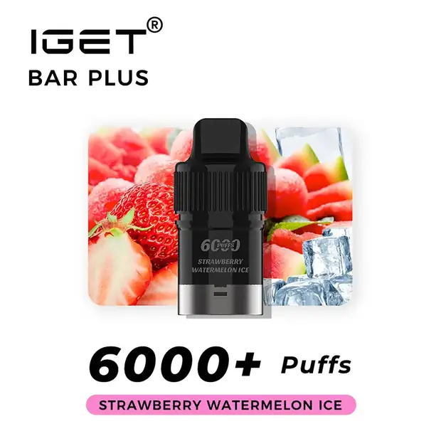 Strawberry Watermelon Ice – IGET Bar Plus Pod 6000 Puffs pod pack — genuine IGET stock, buy online in Australia