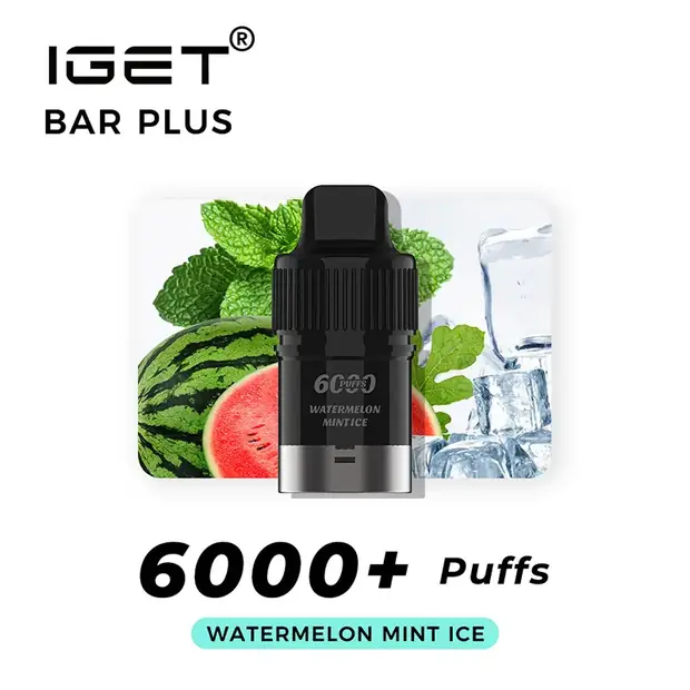 Watermelon Mint Ice – IGET Bar Plus Pod 6000 Puffs pod pack — genuine IGET stock, buy online in Australia
